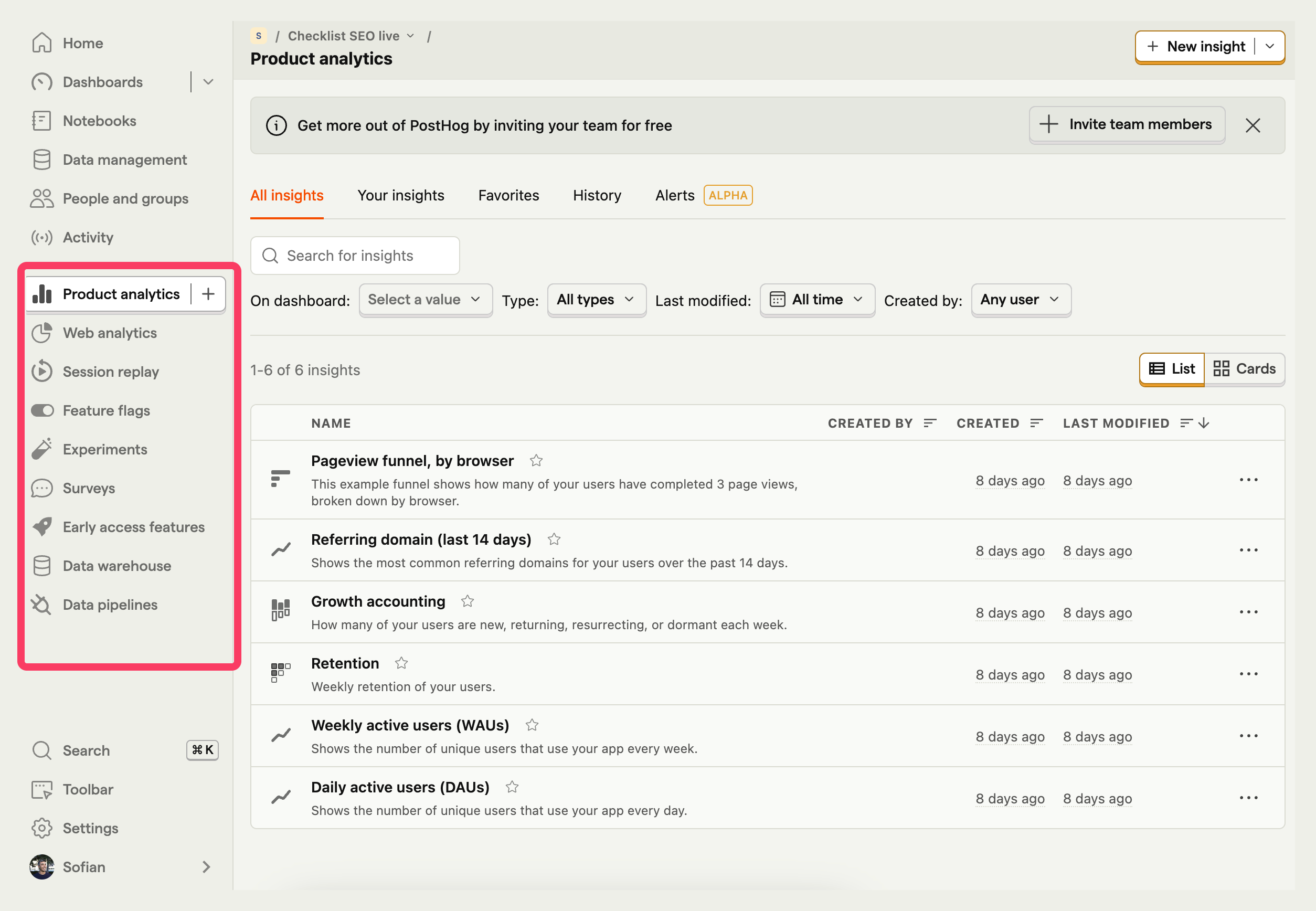 Posthog feature overview